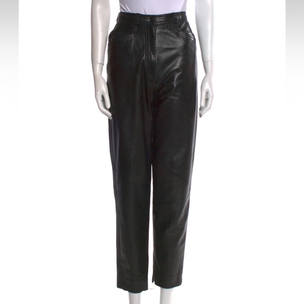 Vakko Straight Leg Leather Pants